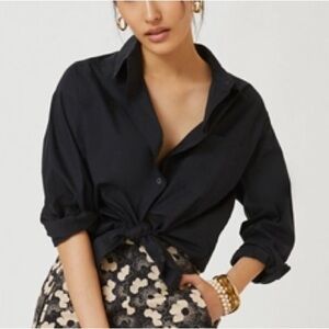 NWT- PILCRO Oxford Oversized Button Down Black Shirt